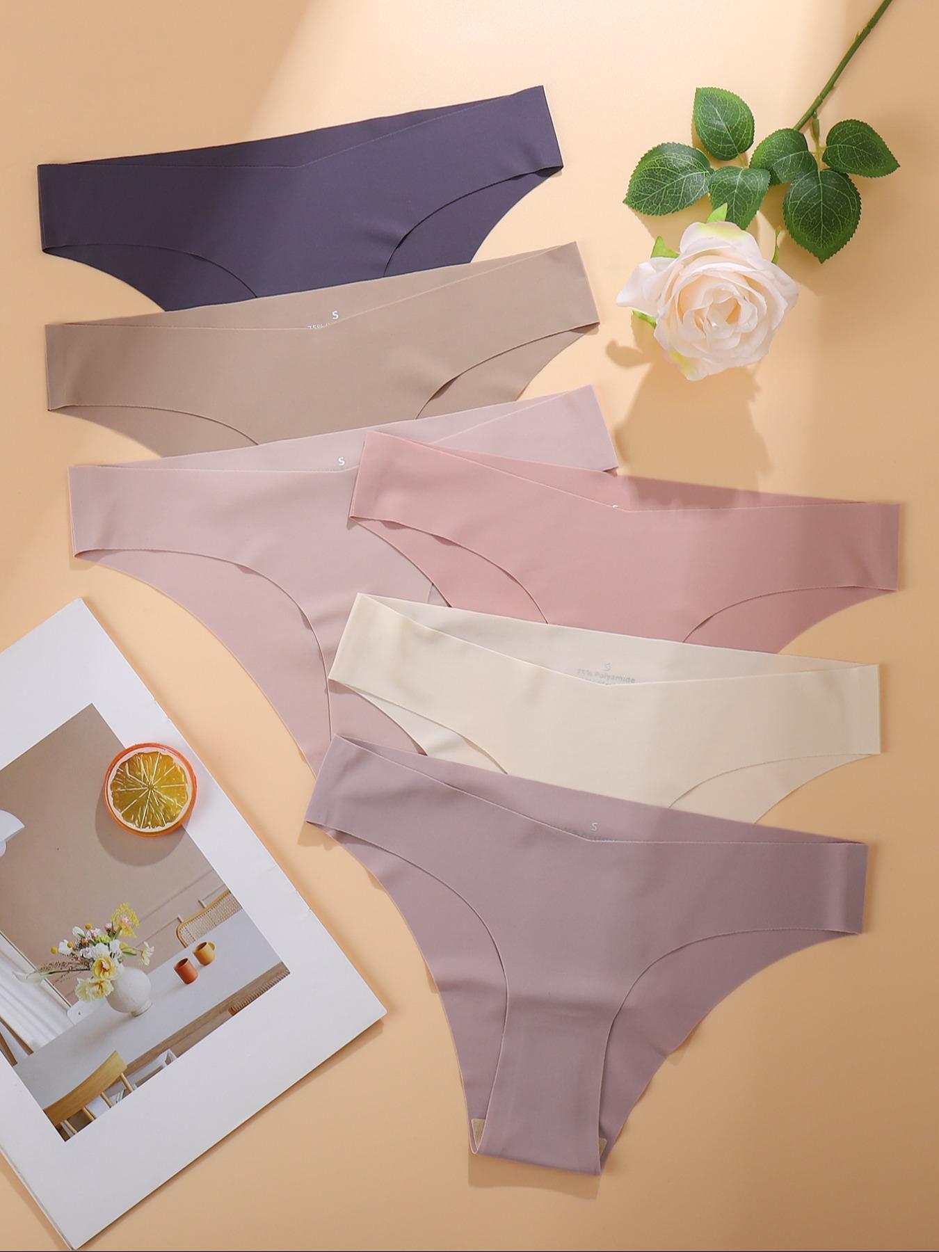 Women's Solid Color Seamless Panty, Elegant Soft Comfy Breathable Knicker for Daily Wear, Underwear for All Seasons, Seamless Panties Set