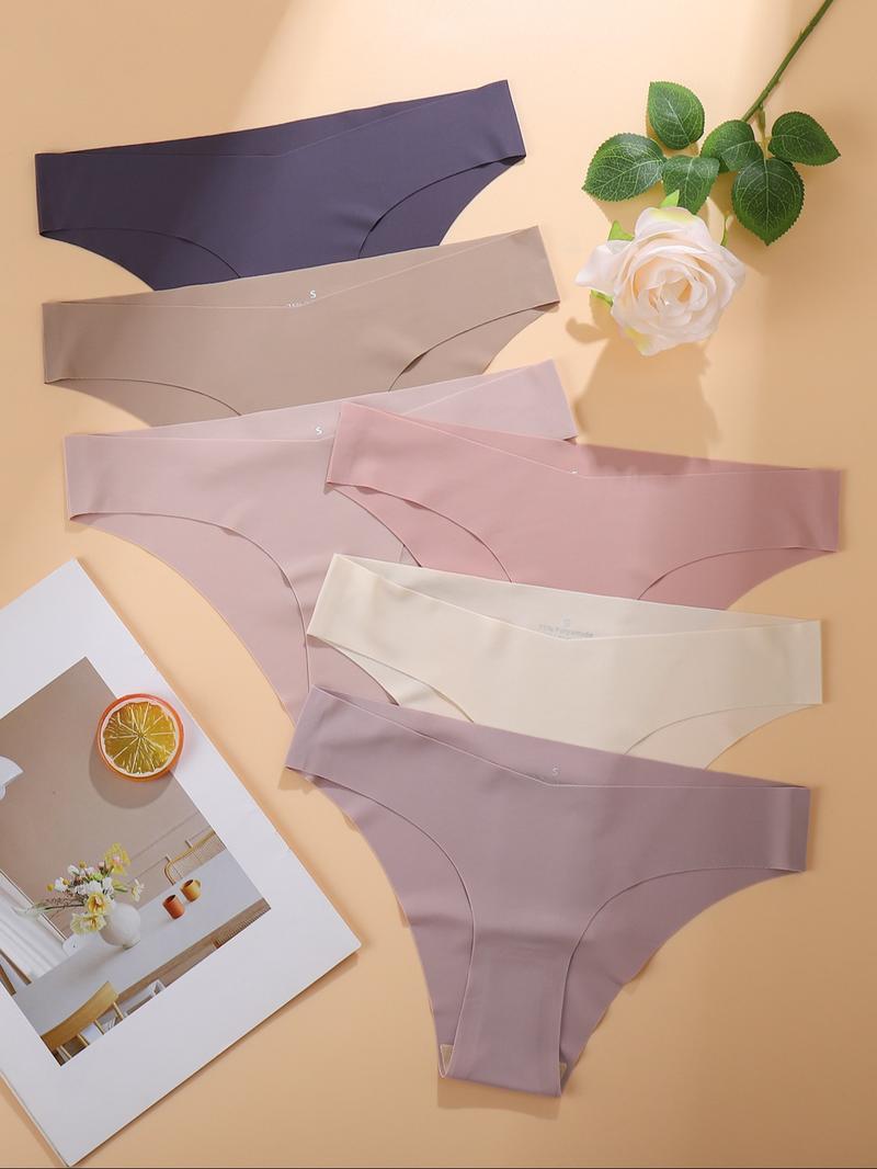 Women's Solid Color Seamless Panty, Elegant Soft Comfy Breathable Knicker for Daily Wear, Underwear for All Seasons, Seamless Panties Set