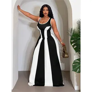 dresses,nigeria,Off-Shoulder,Satin,Silk Maxi Dress,guest,purple,Plus Size Elegant Sleeveless Low Neck A-Line Maxi Dress - Patchwork Color Wedding Dress Suitable for Parties, Prom, Banquets, Birthdays, Spring/Summer Events, Loose Fit Evening Gown