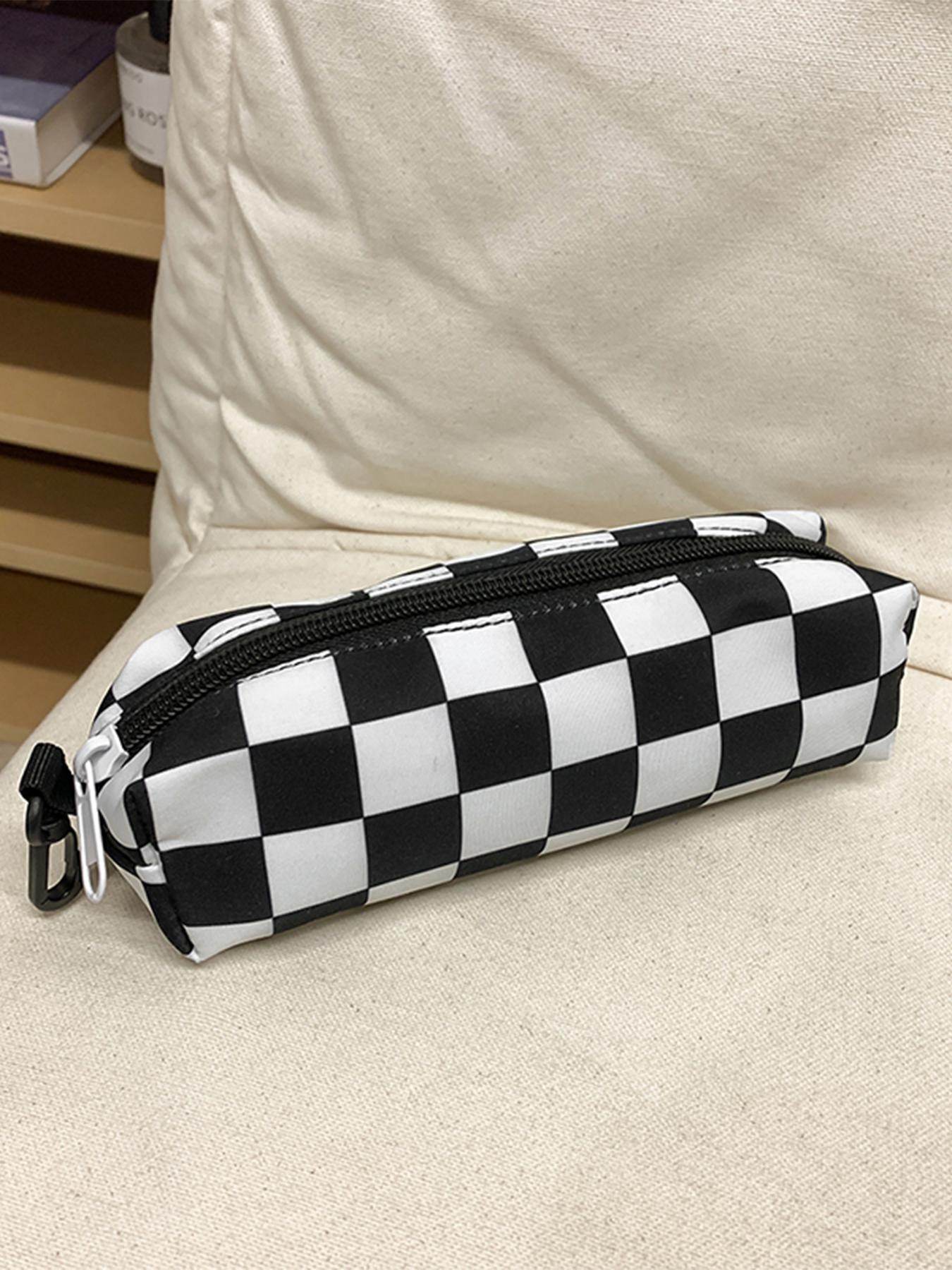 Checkerboard Pattern Backpack & Lunch Bag & Pencil Case Set, Casual Large Capacity School Bag Set for Women & Men, Fashionable Backpack Set for Daily Use