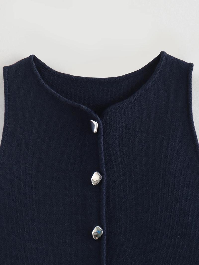 New styleTRAF White Knit Button Short Tops Woman 2025 Summer Tanks Camis Tops for Streetwear Vest Tank Female