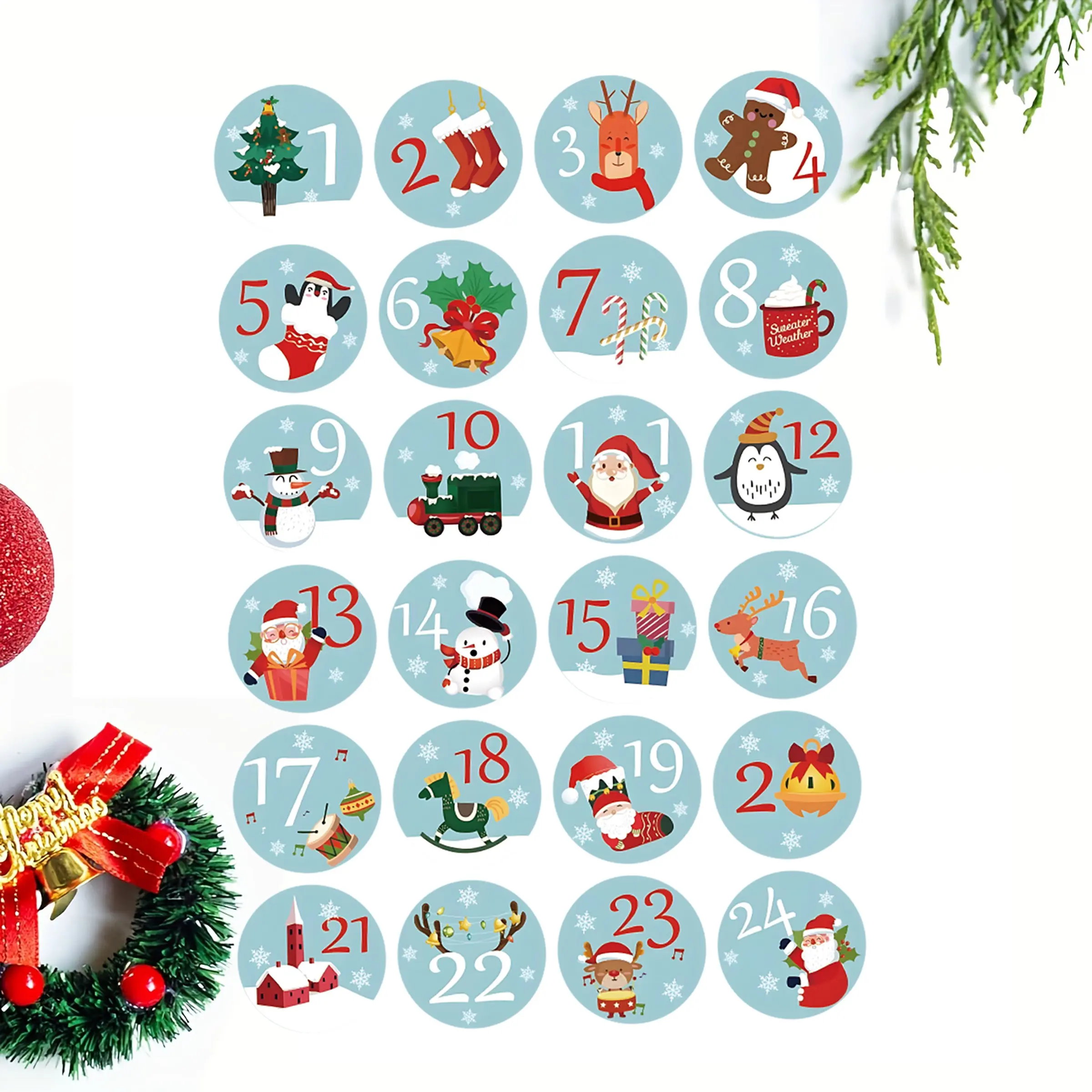 240pcs Advent Calendar Number Stickers, Christmas Countdown Labels, DIY Gift Box Decorations, Craft Supplies, Holiday Gifts