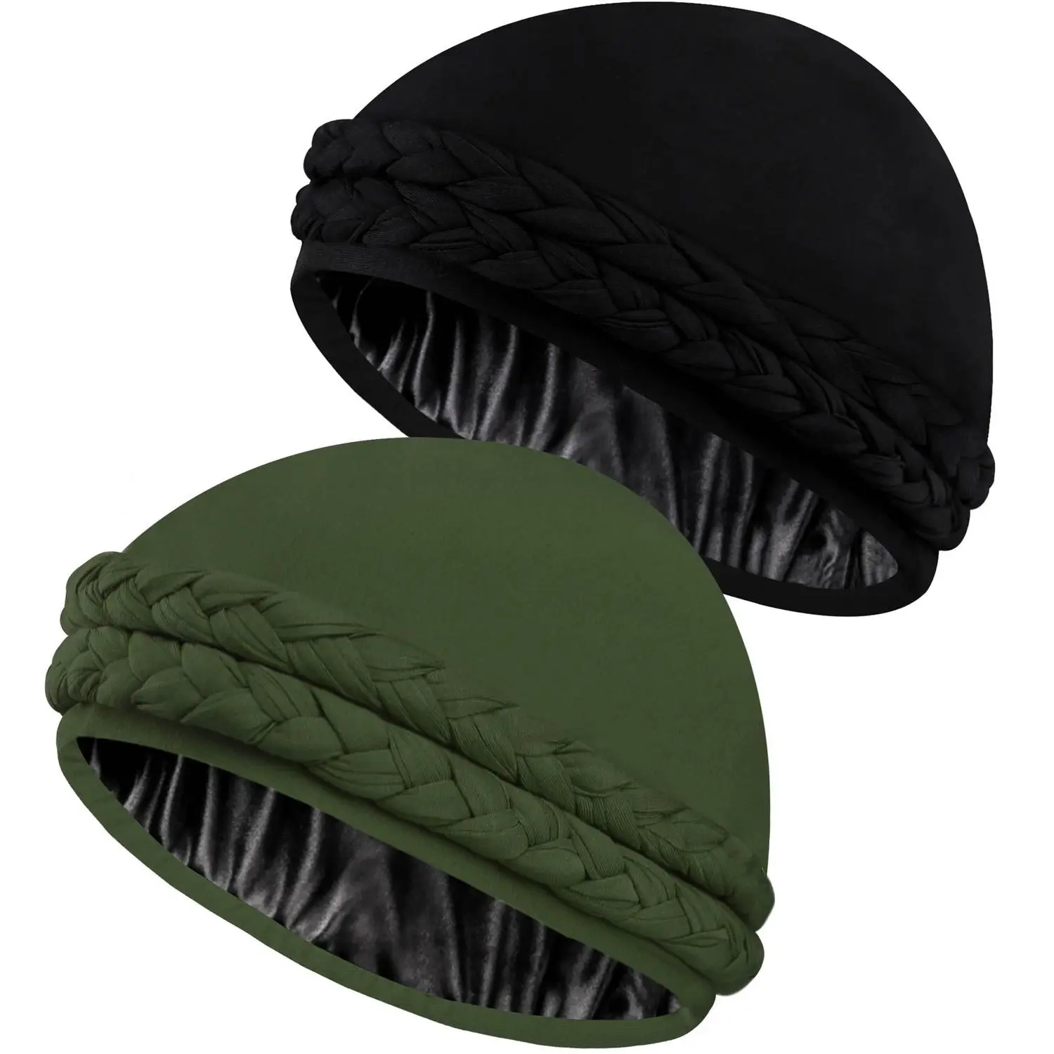 1pack/2pack Silk Satin Lined Halo Turban Head Wrap - Pre-Tied Skull Caps for Men & Women - Soft Sleeping Bonnets for Chemo Hair Loss - Stylish & Comfortable Headwear