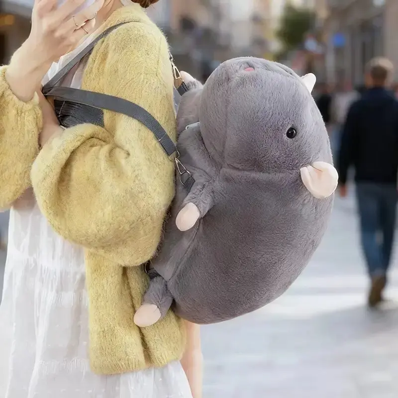 Rat Backpack, Plush Backpack, Mouse Plush Backpack - Oversized Flower Branch Rat Stuffed Toy, Cute Stylish Daypacks, Ideal for Kids' Birthdays, Kawaii Backpack
