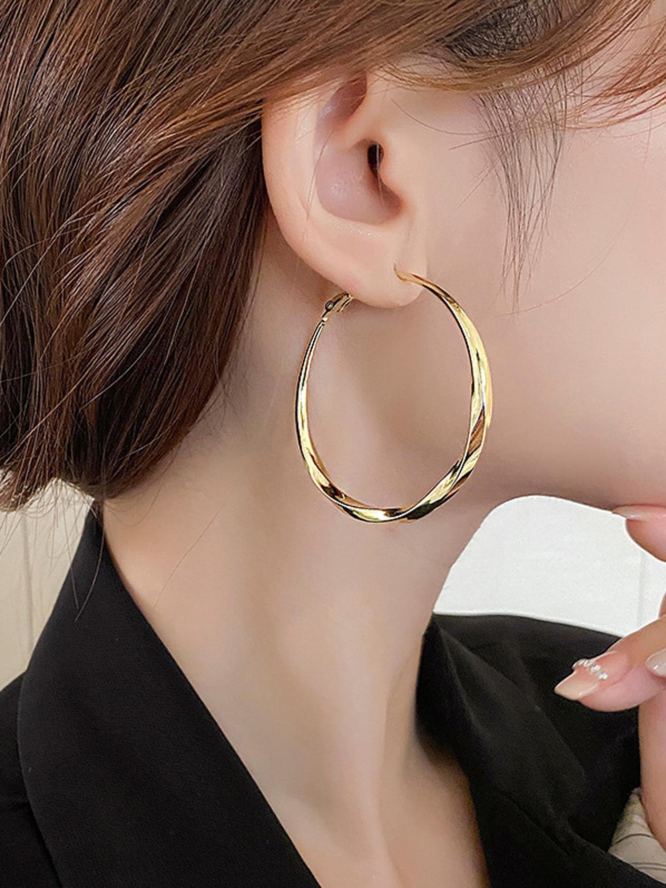 Minimalist Temperament Hoop Earrings, Fashionable All-match Earrings for Women, Trendy Exquisite Jewelry for Birthday Gift, Unique Twisted Shape