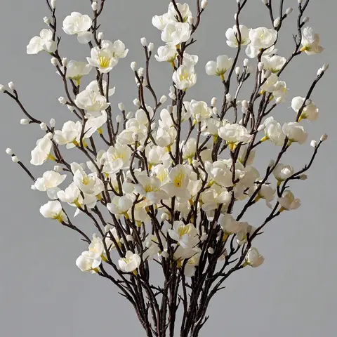 10 Branches Long Stem Plum Blossom, Realistic Artificial Flowers, Decorative Flowers, Elegant Decoration for Home, Office, Wedding Party