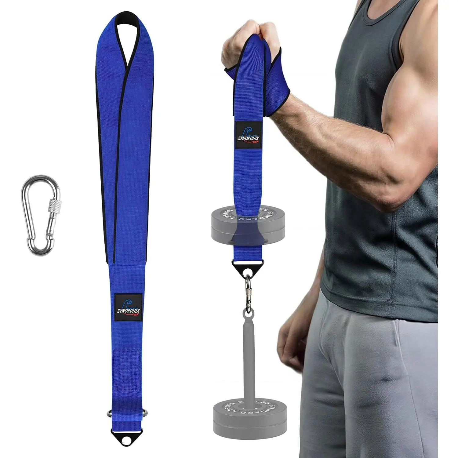 outdoors 2 In 1 Arm Wrestling Training Strap Belt without Loading Pin, Hand Grip Arm Finger Wrist Forearm Strength Equipment for Barbell Plates, 3mm Neoprene Padded Weight Workouts Tools Suitable for Home and Gym Training