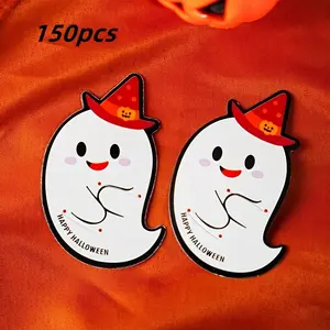 150pcs Halloween pumpkin ghost lollipop paper cards DIY candy cards decorative cards
