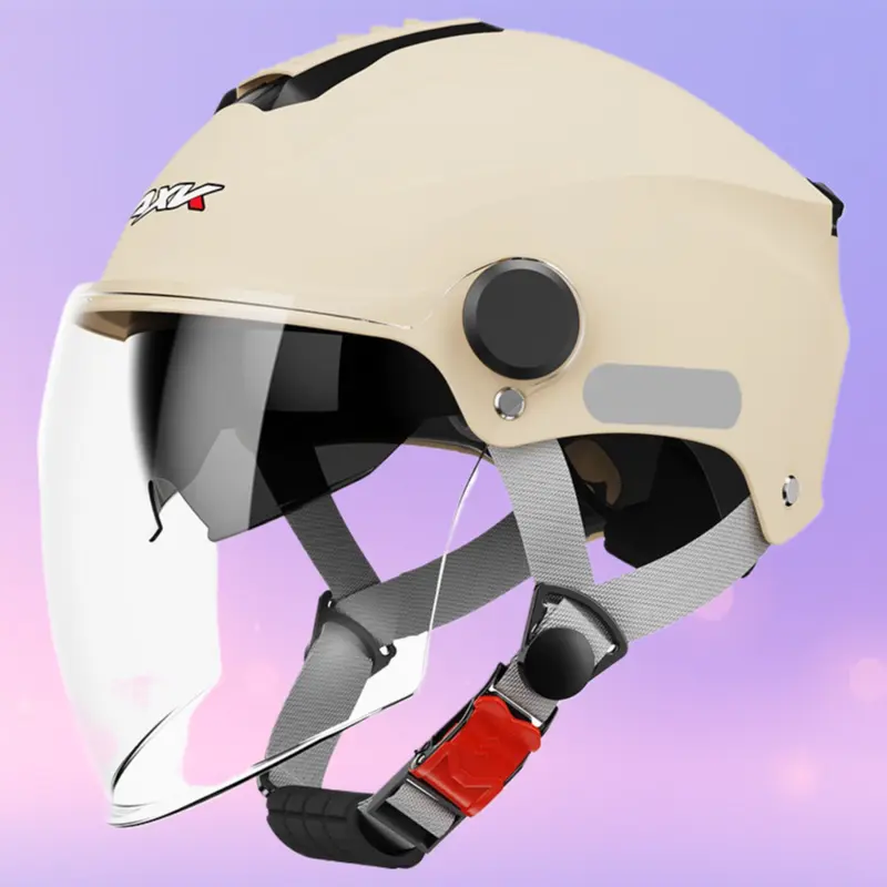 Unisex Half Helmet with Sun Visor, 26*33cm Size, Chinstrap Buckle for City Commuting, Daily Riding - Summer Safety Helmet for Electric Scooters, Motorcycles