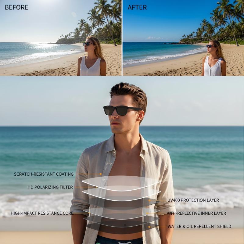 Unisex Summer Vibes Square Polarized Sunglasses, Choose Your Style Premium UV400 Protection Lightweight Mirror Lens Sun Glasses for Men Women Driving Vacation Outdoor Daily Wear