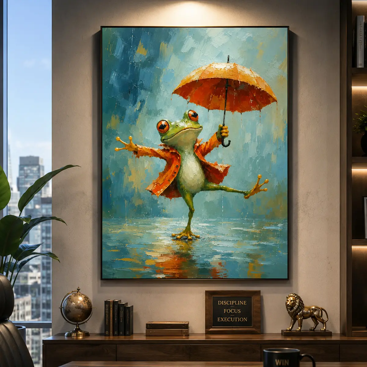 Funny Frog With Umbrella Wall Art Print, Whimsical Rain Frog Animal Painting, Whimsical Print, Otaku Room Decor, Jesus Poster, Room Inspo, Cute Frog Canvas Art, Quirky Office Decor, Cottagecore Wall Art, Unique Animal Lover Gift