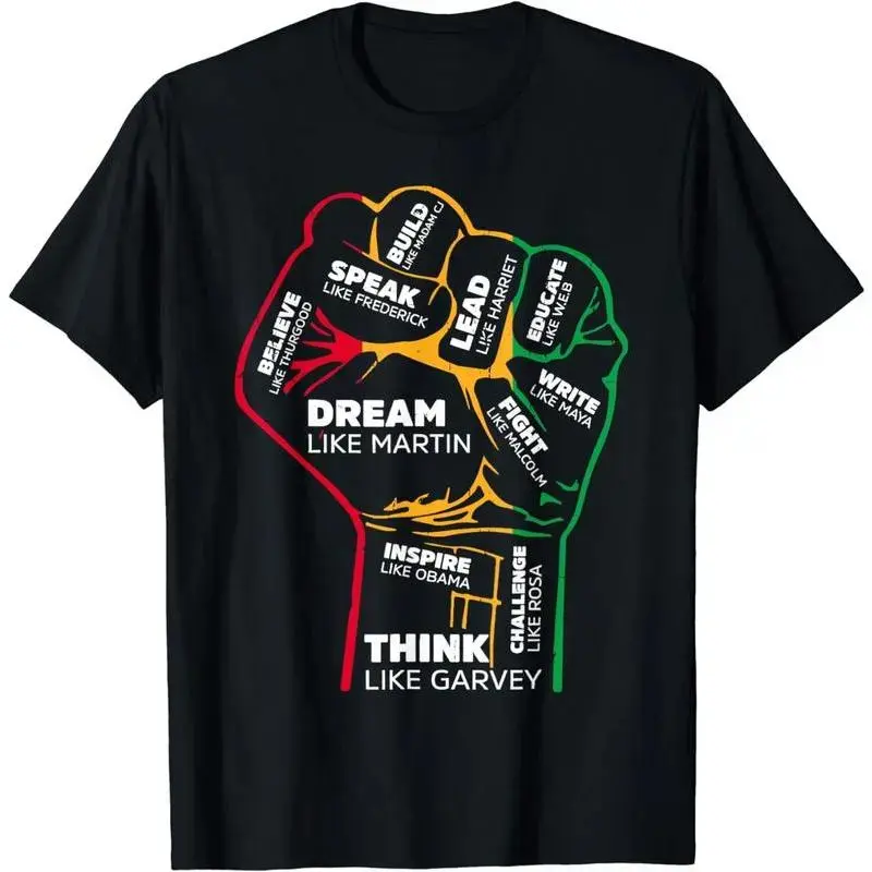 100% Cotton Inspiring Black Leaders Power Fist Hand Black History Month T-Shirt[100% Cotton] Golf Gift T-Shirt For Men And Women