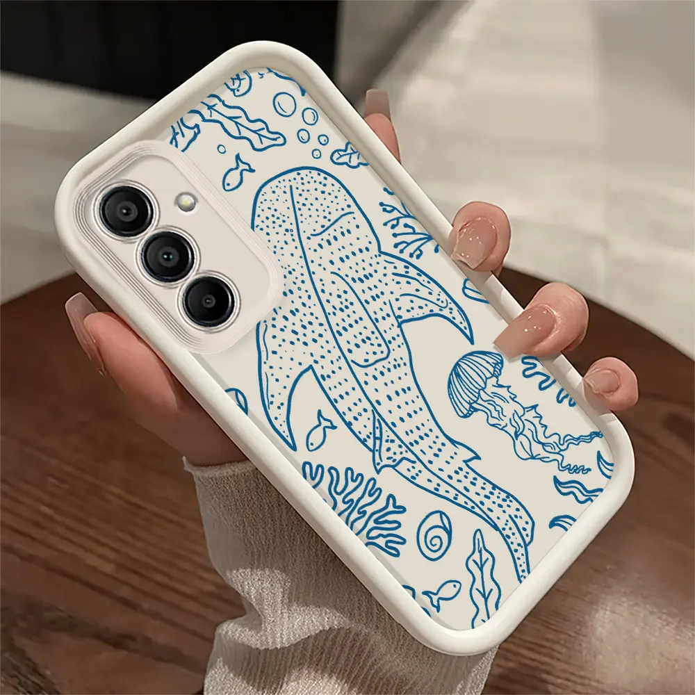 Phone case: Whale Shark Underwater Adventure Pattern Black and white Phone Case, for  Galaxy S26 S25 S24 S23 S22 S21 Fe Plus Ultra A13 A14 A15 A16 A17 A33 A34 A35 A36 A52 A53 A54 Note20