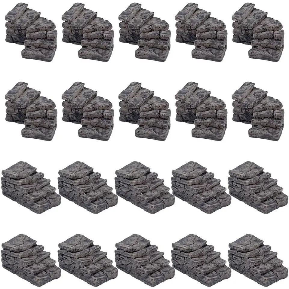 20 count Miniature Stone Steps, Mini Garden Figurines Fairy Garden Ornament  Bridge Stair Stone for  Landscaping Yard Bonsai Decor