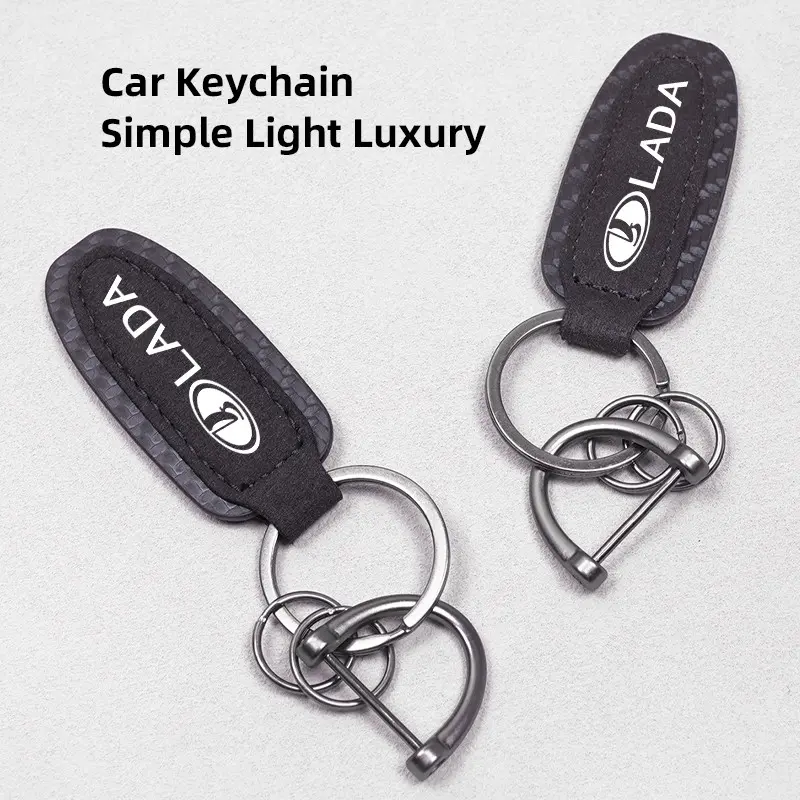 Metal Leather Car Keychain Car Key Ring For Lada Samara 2109 Largus Priora Xray Cross 2112 2114 Granta Vesta Niva Kalina