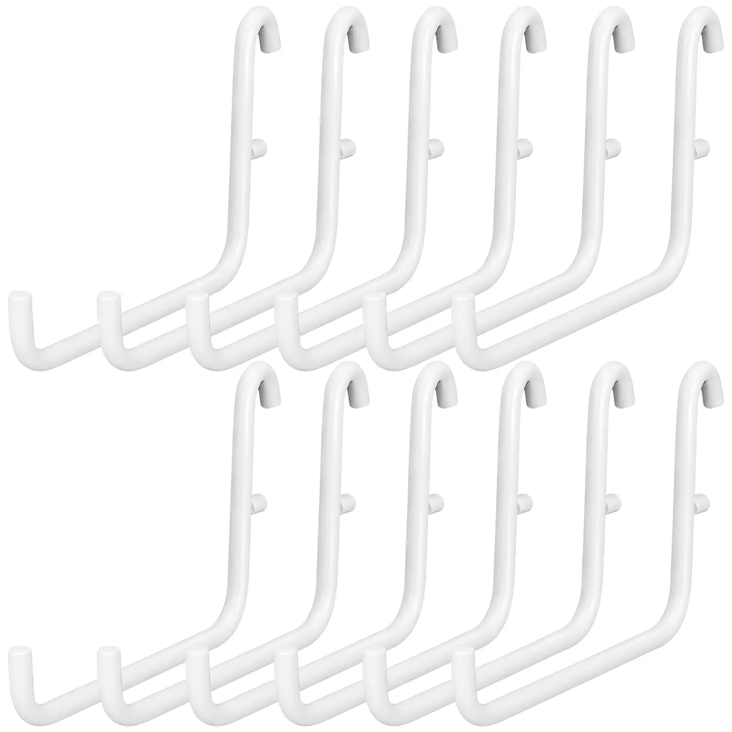 12 count Pegboard Hooks, 6 x 9.5 Centimeters, White Pegboard Accessories Compatible with IKEA/Skadis Long Metal Storage Hooks for  Office Indoor Tool