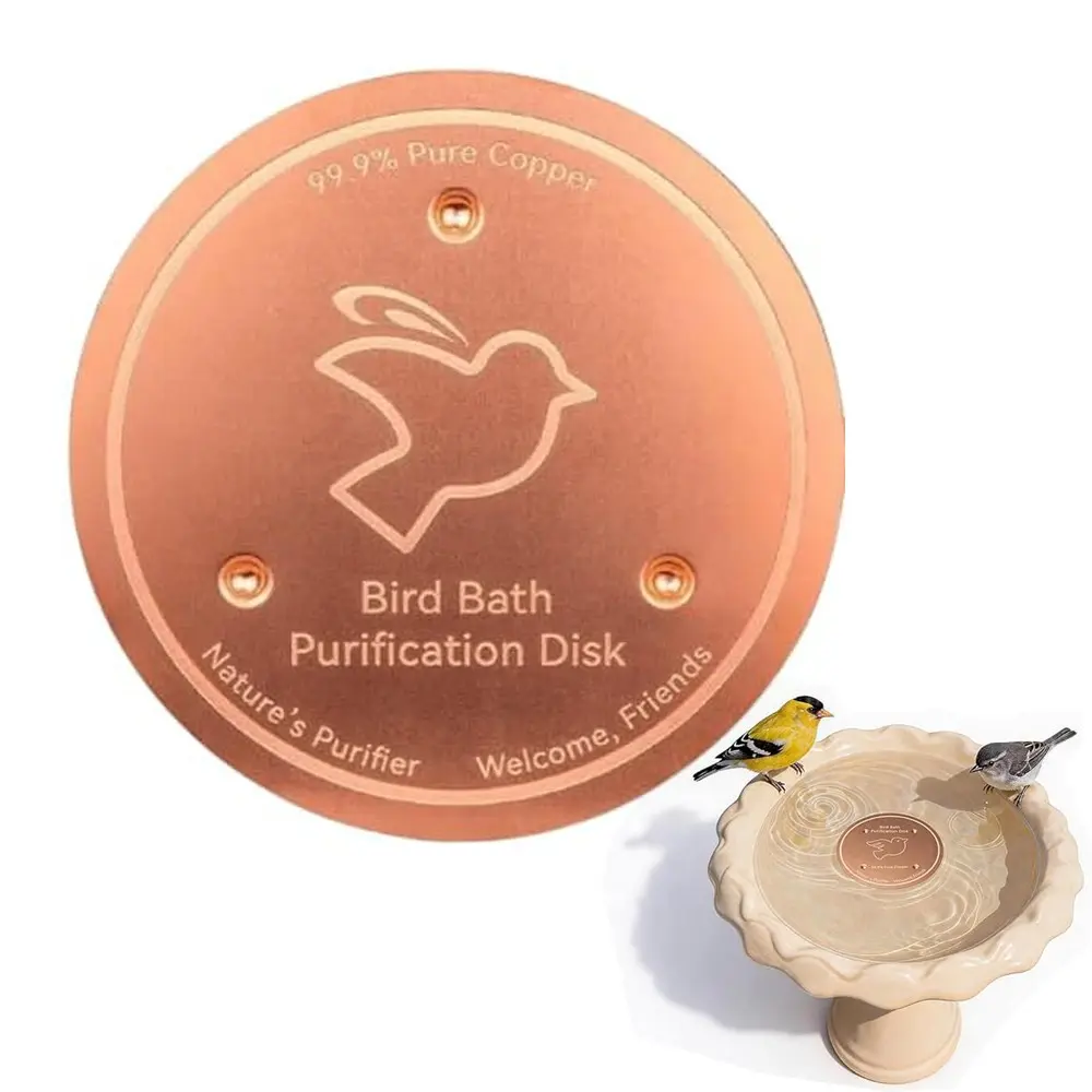 Bird Bath Copper Discs, 99.9% Pure Copper Cleaner with Triple-Point Support, Reinforced Design for Safe Clean Water, Universal Fit for Outdoor Birdbaths and Bowls, All-Season Use