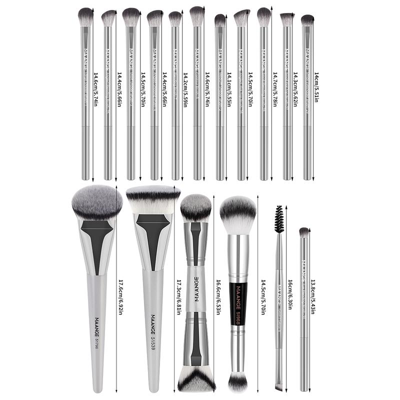 MAANGE 17pcs Prodessional Kabuki Makeup Brushes Set, Foundation Brush Powder Brush Contour Brush Concealer Brush Eyeshadow Brush Nose Shadow Brush Shader Brush Blending Brush Eyelash & Eyebrow Brush, Makeup Accessories Gifts for Friends