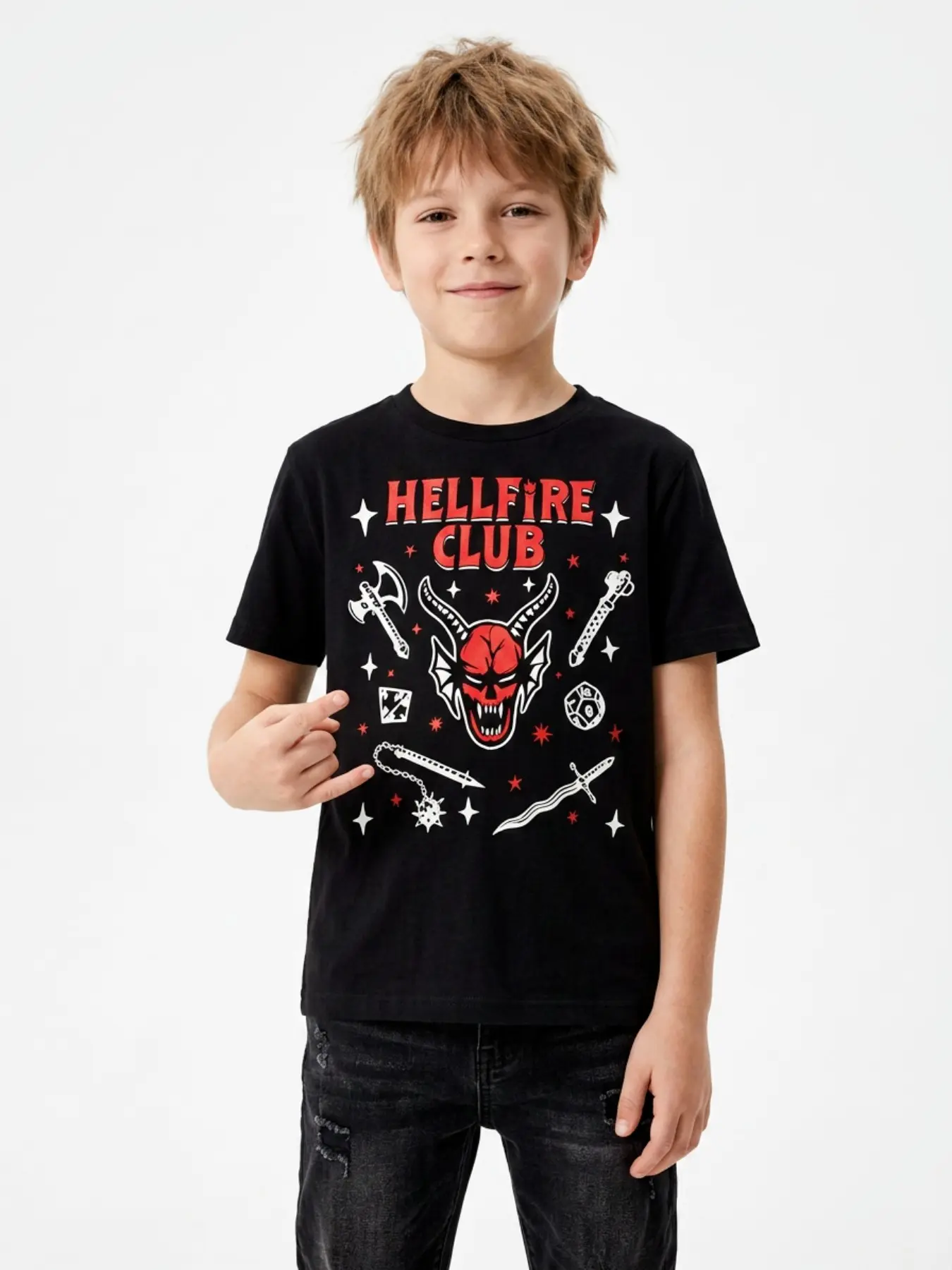 Kids Stranger Things Hellfire Club Tee, Boys Girls Casual Summer T-Shirt, D&D Fantasy Print Short Sleeve Top, Perfect for School, Daily Wear, Cosplay & Stranger Things Fans, Comfortable Fit 4-14Y