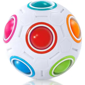 Magic Rainbow Puzzle Ball, Fidget Ball Puzzle Brain Teaser Fidget Toy for Boys & Girls- Birthday Party Easter Valentines Christmas Stocking Stuffers for Kids Teen & Adults(Off White)fidget toys
