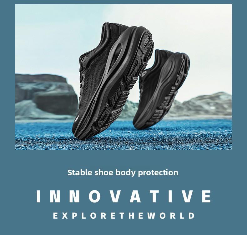 American Athlete's All-Black Performance Running Sneakers, Lightweight Breathable Mesh, Ultra-Cushioned Sole for Marathon, Training & Daily Wear