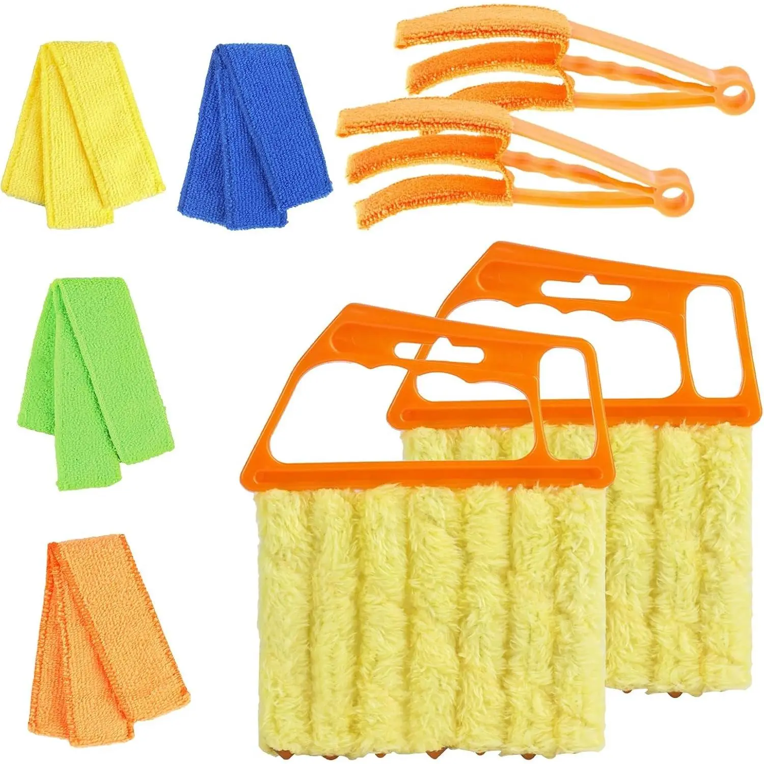 4 Pcs 7-Finger Venetian Blind Cleaner Duster Set | Washable Microfiber for Blinds, AC Vents, Car Vents, Fans, Louvers | Reusable with 4 Extra CoversGift