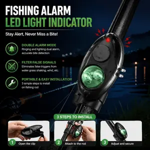 Wireless LED Fishing Bite Alarm High Sensitivity Anti False Alert Sound Reminder Waterproof Shockproof Portable Battery Powered for Carp Night Fishing Sea River Angling Accessories