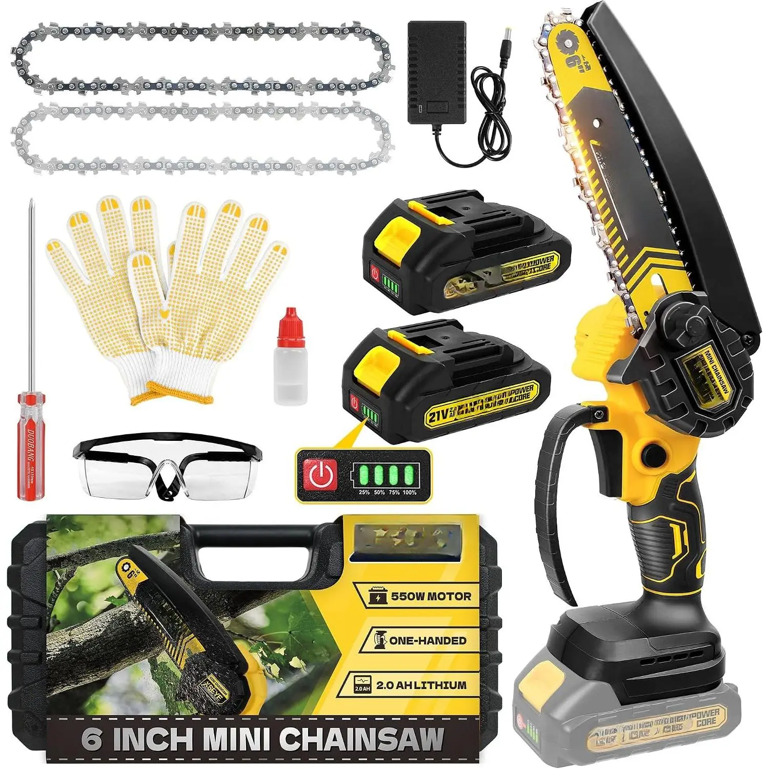 6-Inch Mini  Cordless, Handheld Electric  with 2  | 550W ,    cut, branches and garden trimming tool, dad husband men gifts, Christmas stocking stuffers