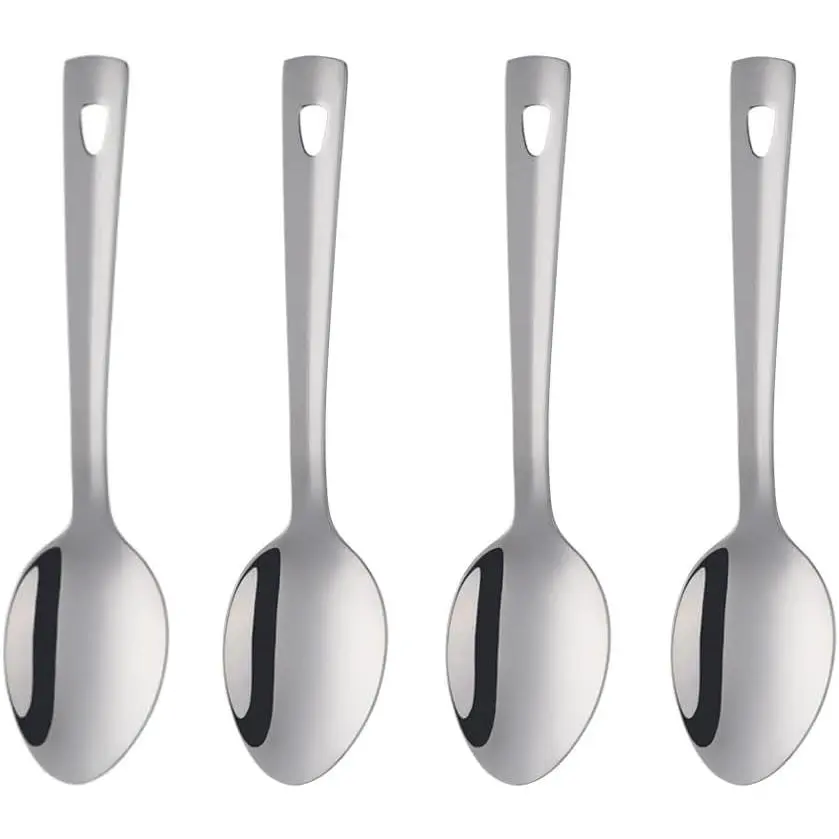9.6inch Serving Spoons Set of 4, Stainless Steel Buffet Banquet Spoon,Long Handle Serving Spoons for Catering, Kitchen Dishwasher safe ()