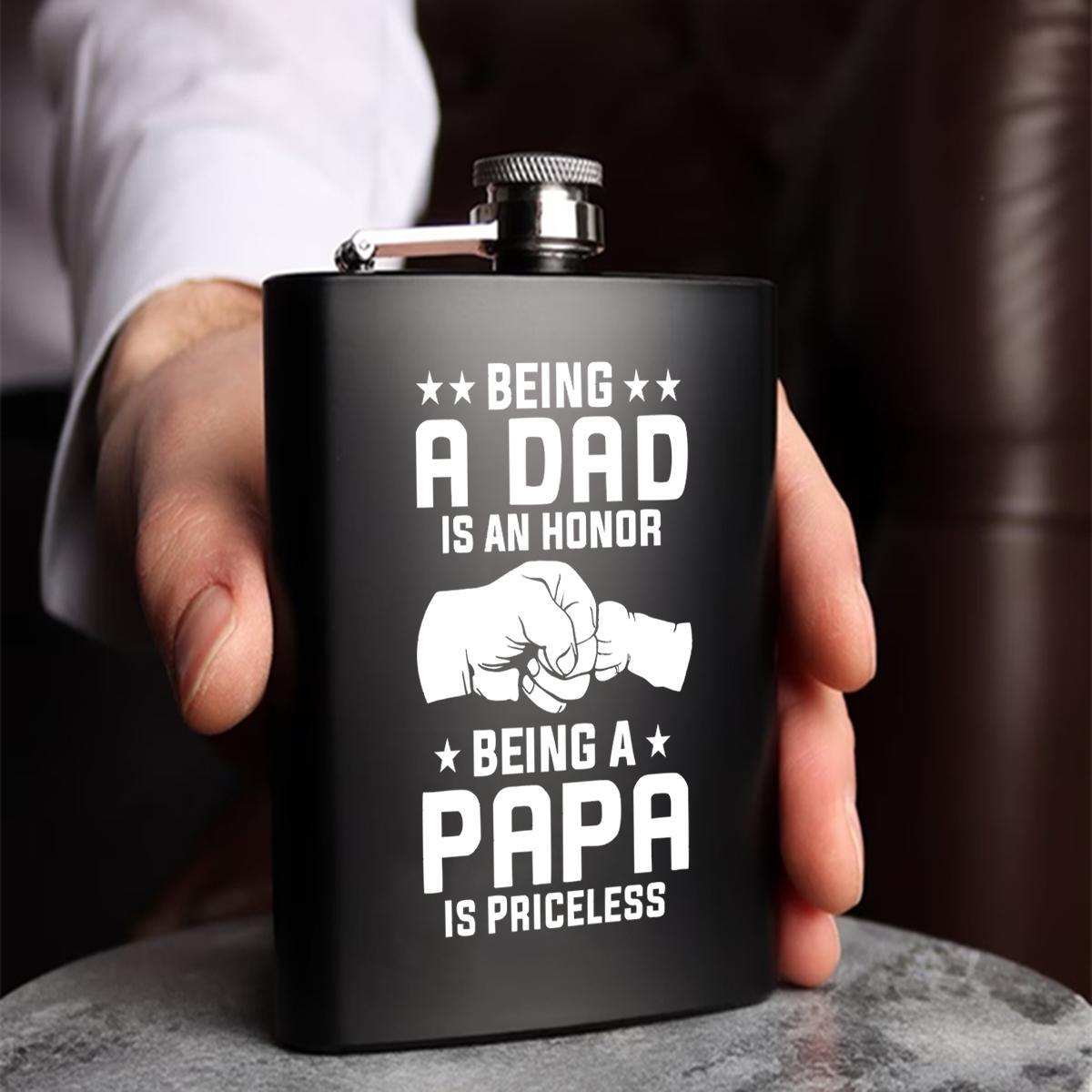 Stainless Steel Flask, 1 Count 8oz Funny Letter Pattern Flask, Gift for Dad, Perfect Outdoor Gift for Father's Day, Birthday, Halloween