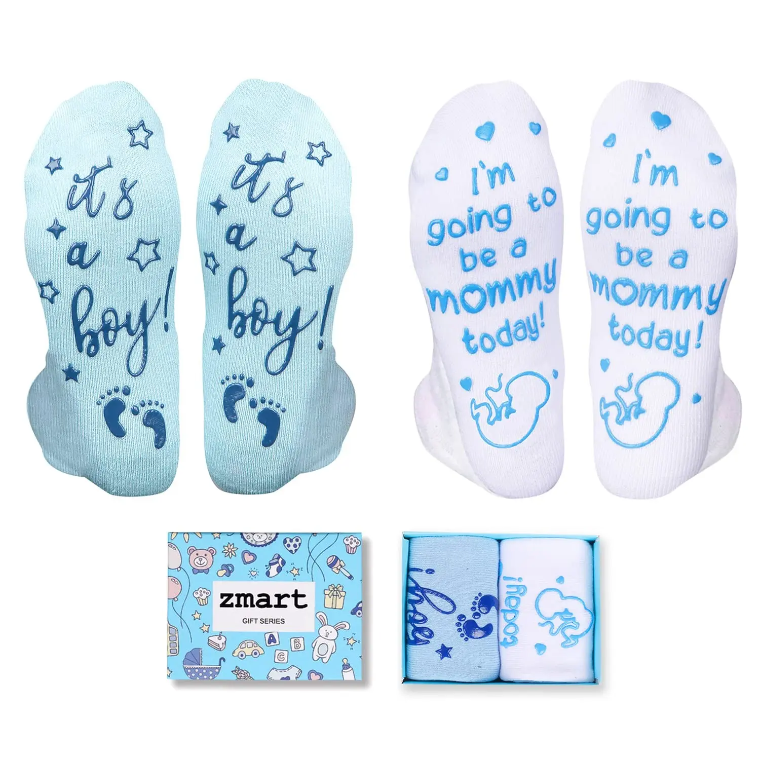 Zmart Two Pairs Pregnancy Gifts for New Mom Pregnant Mom Gifts for Pregnant Women Mom to Be Gift, Mom Socks Hospital Socks for Labor and Delivery