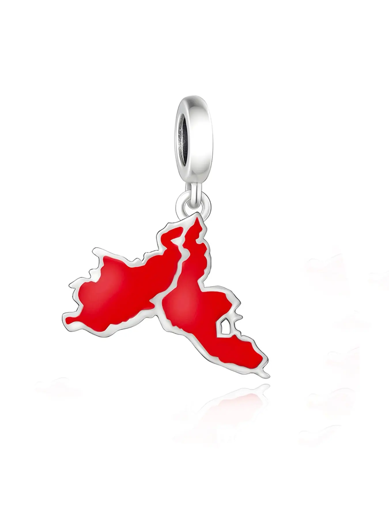 925 Silver Istanbul Map Charm, DIY Bracelet Necklace Bead Pendant, All over Print, Casual Style, Travel Souvenir Accessory