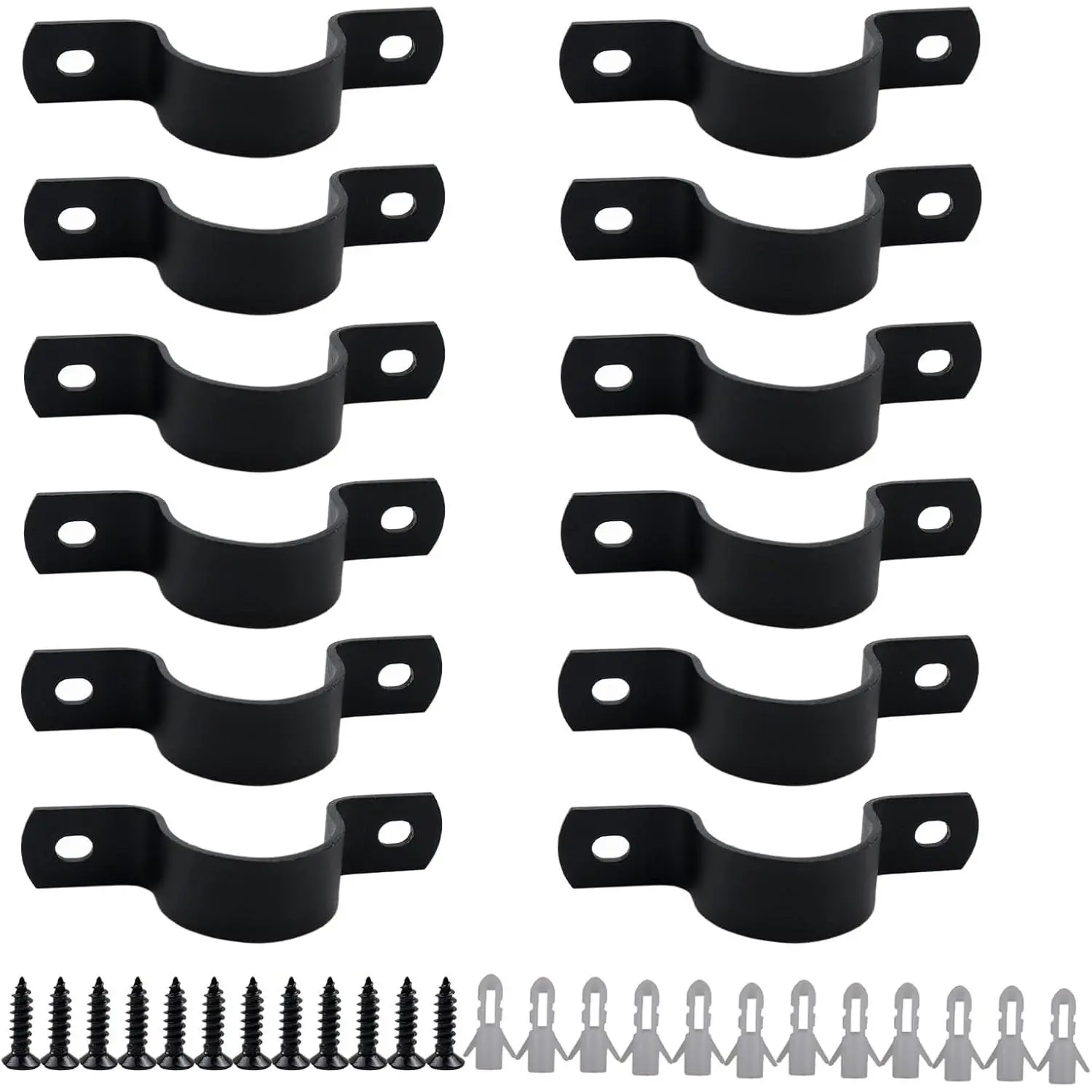 3/ 4inch DN20 pipe clamp, double-hole fixed U-shaped bracket, used for pipeline water systems, black U-shaped clamp
