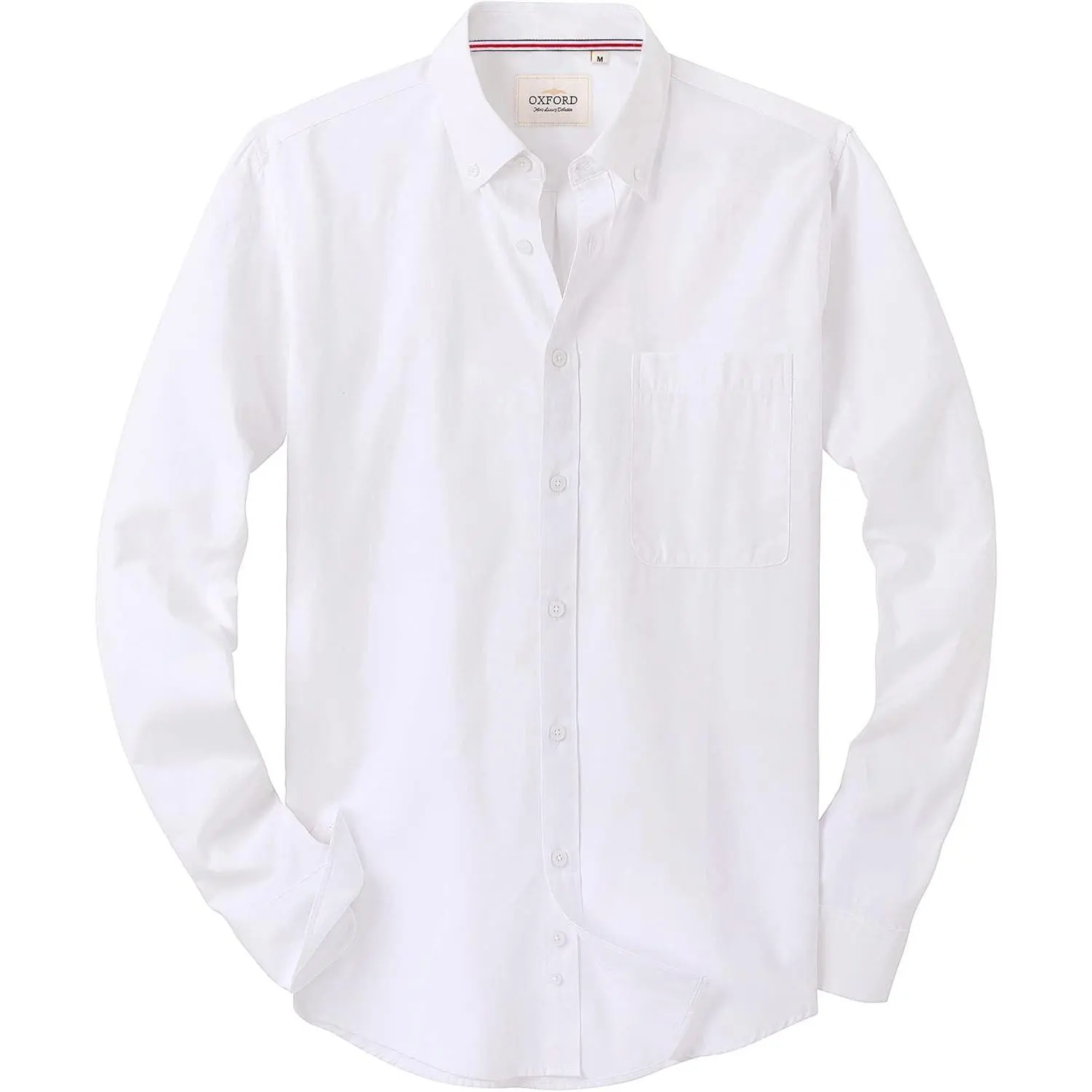 Mens Solid Oxford Shirt Long Sleeve Dress Shirt Work Casual Button Down Shirts with Pocket