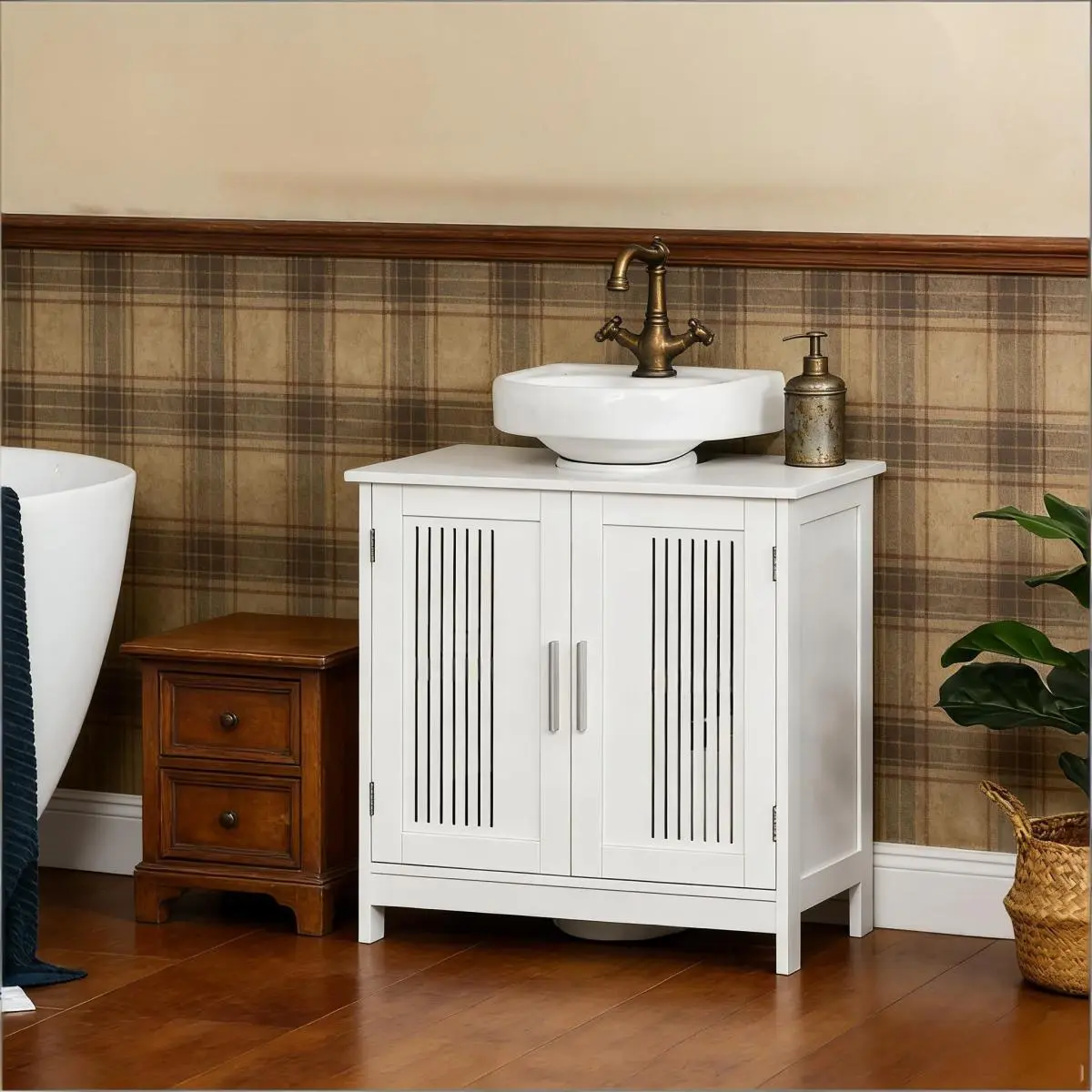 AobtkelHome Bathroom Cabinet,Under Sink Pedestal Storage Cabinet On-Site pantry small bedroom Modern Metal Sliding Rail Dresser fabric drawer wooden wood LED Charging double toilet lockable kitchen