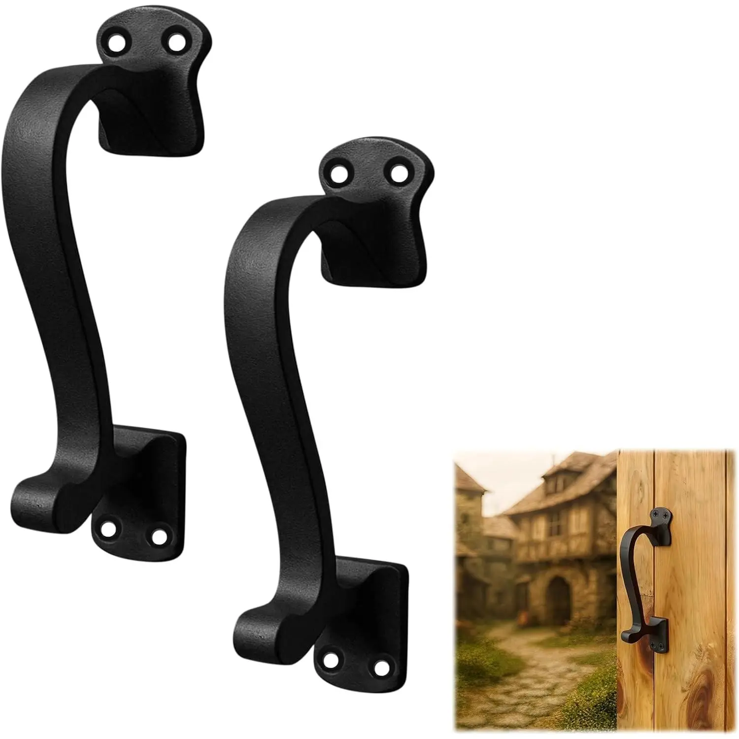 6 Inch Solid Cast Iron Door & Cabinet Pull Handles, Set of 2, Mystic Colonial Medieval Rustic Vintage Compact Grip Hardware for Drawers, Cabinets & Decorative Doors