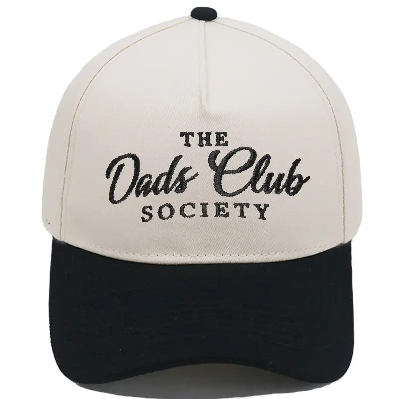 "THE DADS CLUB" Premium Embroidered Baseball Cap - Two-Tone Streetwear 5-Panel Structured Hat (1 PC)