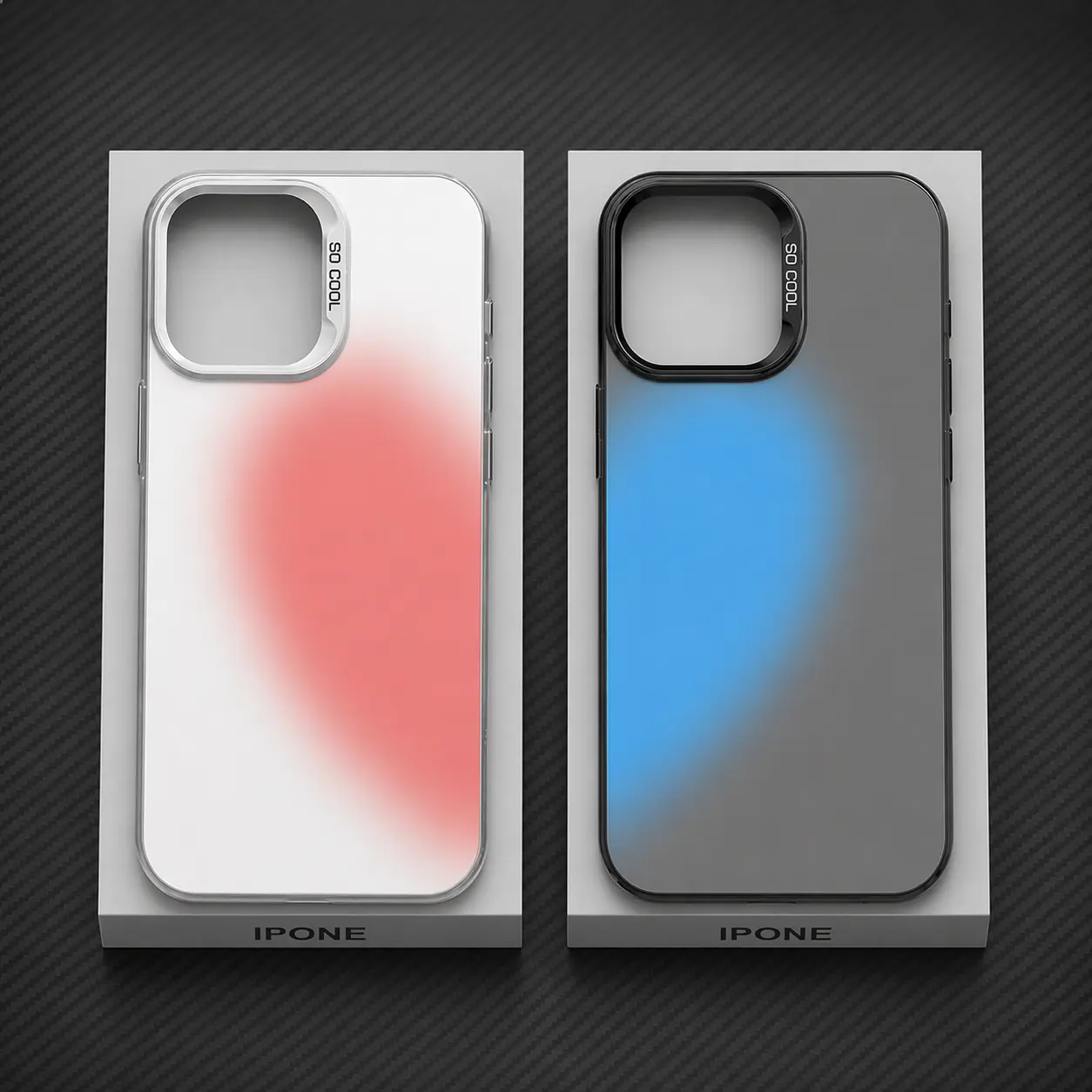 Red And Blue Heart Couple Dual-Layer Shockproof Mobile Phone Casing - Protector Cover for iPhone 17 Pro Max,17E,16,16E Plus,15,14,13,12,11 & Samsung S26,S25,S24,S23,S22 Ultra - Couple Gift, Mobile Phone Accessories, Devices Accessory