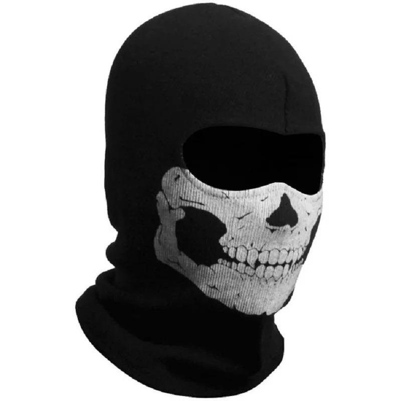 Full Face Mask Black Ghosts Print Balaclava with Skull Printed for Cosplay Party Motorcycle Bike Cycling Hiking Outdoor