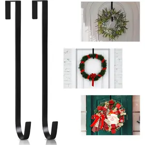 2 Pack 14' Wreath Hangers for Front Door, Wreath Hanger 40lb Load-Bearing, Metal Wreath Hanger for Welcome Sign, Door Decorations (Black)fidget toys