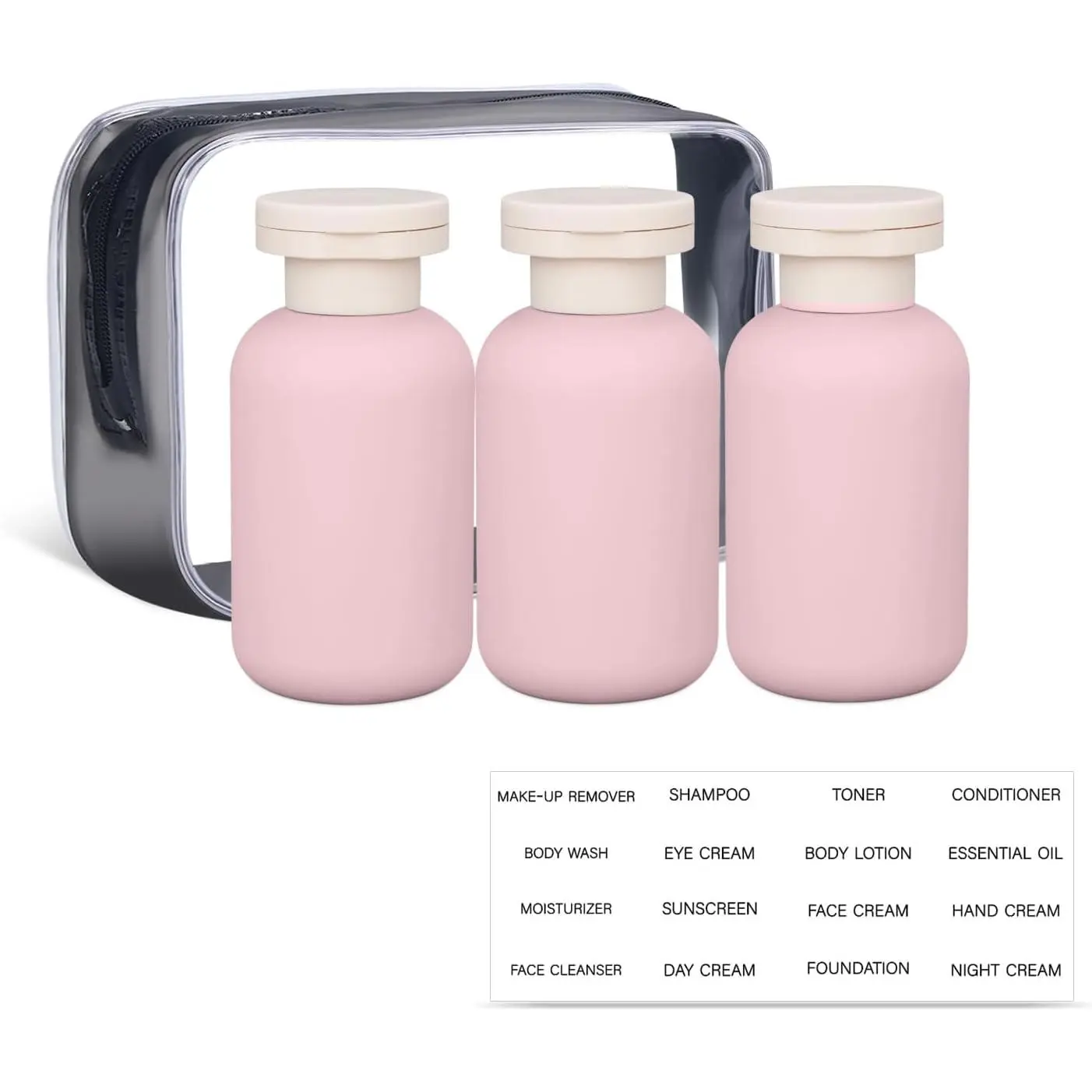 3.4 oz Plastic Squeeze Bottle for Lotion, Plastic Empty Shampoo Conditioner Container, Plastic Travel Size Toiletries Bottles for Shampoo, Lotion, Cream and Liquids (3 Pcs)