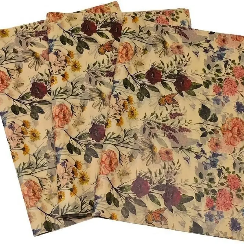 Vintage Rose Pattern Thin Paper, 20x14 Inch Gift Wrapping Paper, Ideal for Weddings, Valentine's Day, Birthdays, Bouquets, Party Gifts
