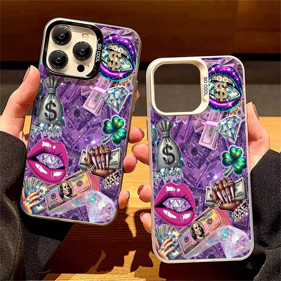 Luxury diamond banknote pattern phone case, drop-resistant hard case, stylish and personalized, can be given as a gift to friends, suitable for iPhone 17/16/15/14/13/12/11/X/XS/XSMAX/XR/7P/8P/16E/17E