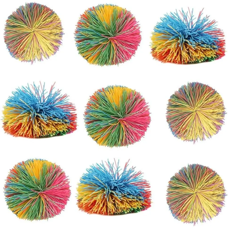 16 PCS Fidget Stringy Balls, Soft Rubber Bouncy Stress Balls, Stretch Elastic Toy - Multicolor Rainbow Pull Toys for Kids Adults, Party Favors, Anxiety Stress Relief"