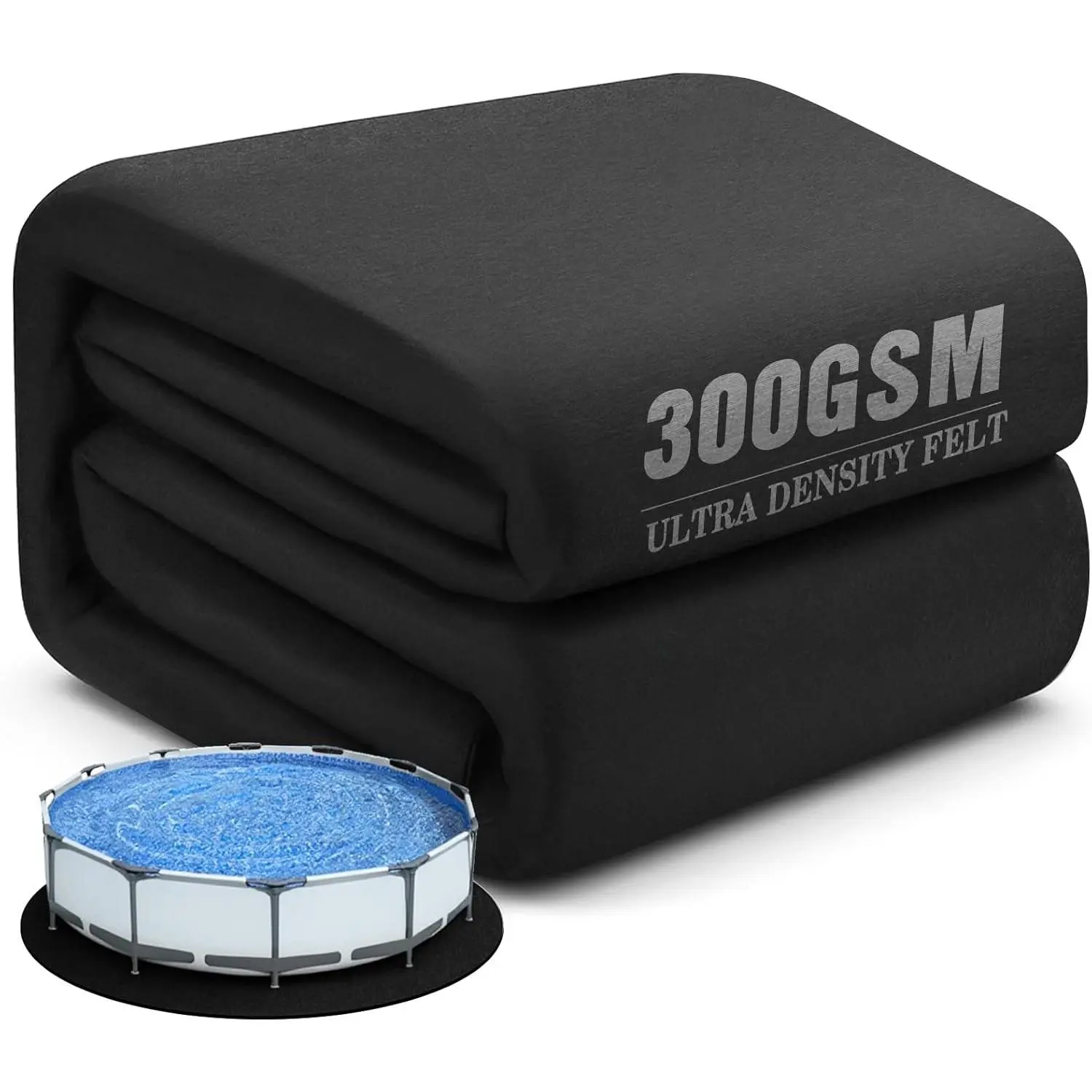 12 FT Round Heavy Duty Pool Liner Pad for Above Ground Pools, 2026 New 300G/M² Thicker Black Underlayment Mat, Double Density Seamless Puncture Resistant & Weed Barrier Protection