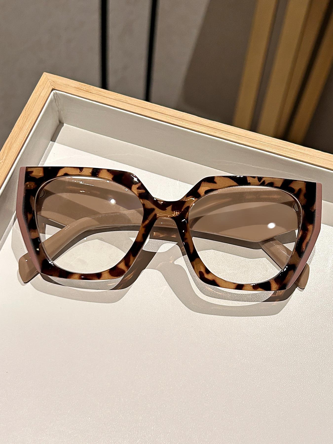 Simple Eyeglasses for Everyday Use, Basic Geometric Frame Eyeglasses for Women & Men, Fashion Eyeglasses for Work, Fashionable Frames Glasses, Leopard Pattern Eyeglasses