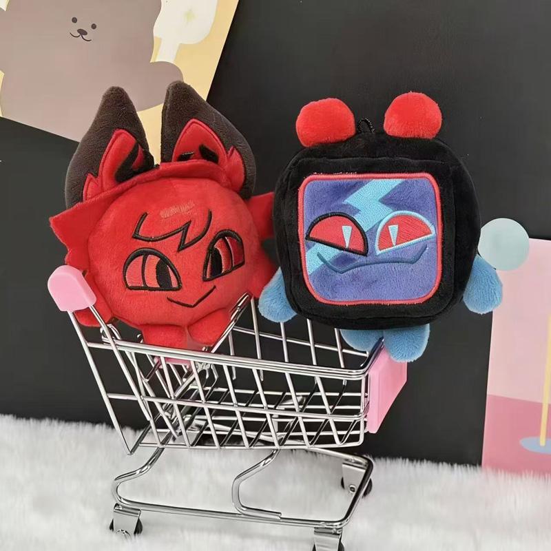 Super Cute 12cm Lovely Anime Animation Hazbin Hotel Plush Toy Funny 3V Vox Red Alastor Character Figure Peripherals Plushie Doll