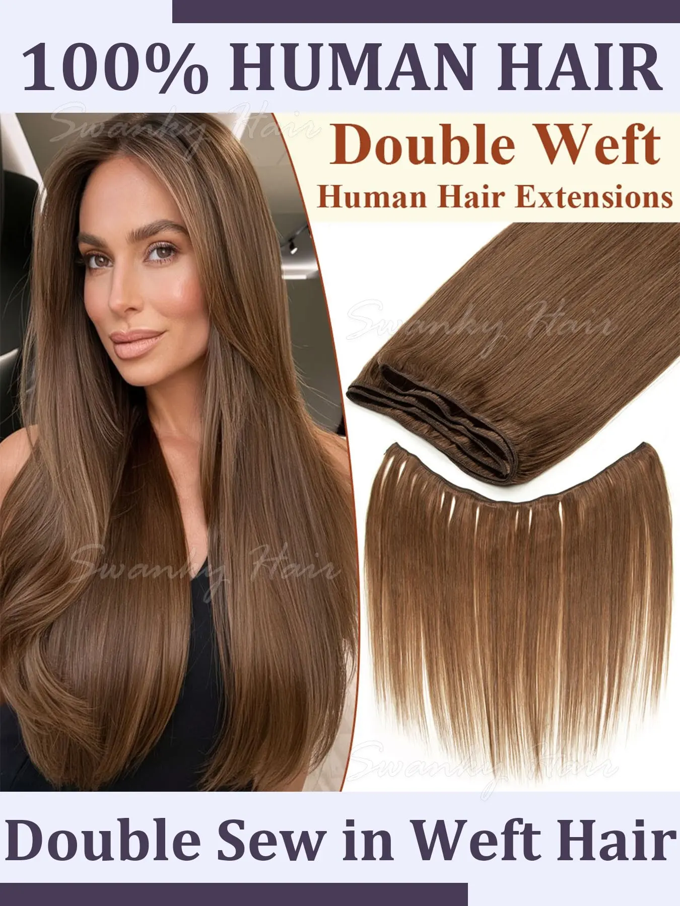 Highlight Sew in Weft Hair Bundles Natural Straight Machine Remy Hair Extensions Sewing In Hair Weaves Black Brown Blonde Hair 12inch-24inch 50g/pack For Women