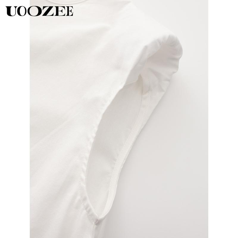 UOOZEE Women's Solid Color, Multicolor Sleeveless Wide Leg Jumpsuit with Pockets - Casual Loose Fit Overall Cotton Blend Minimalist Style Springtok Womenswear