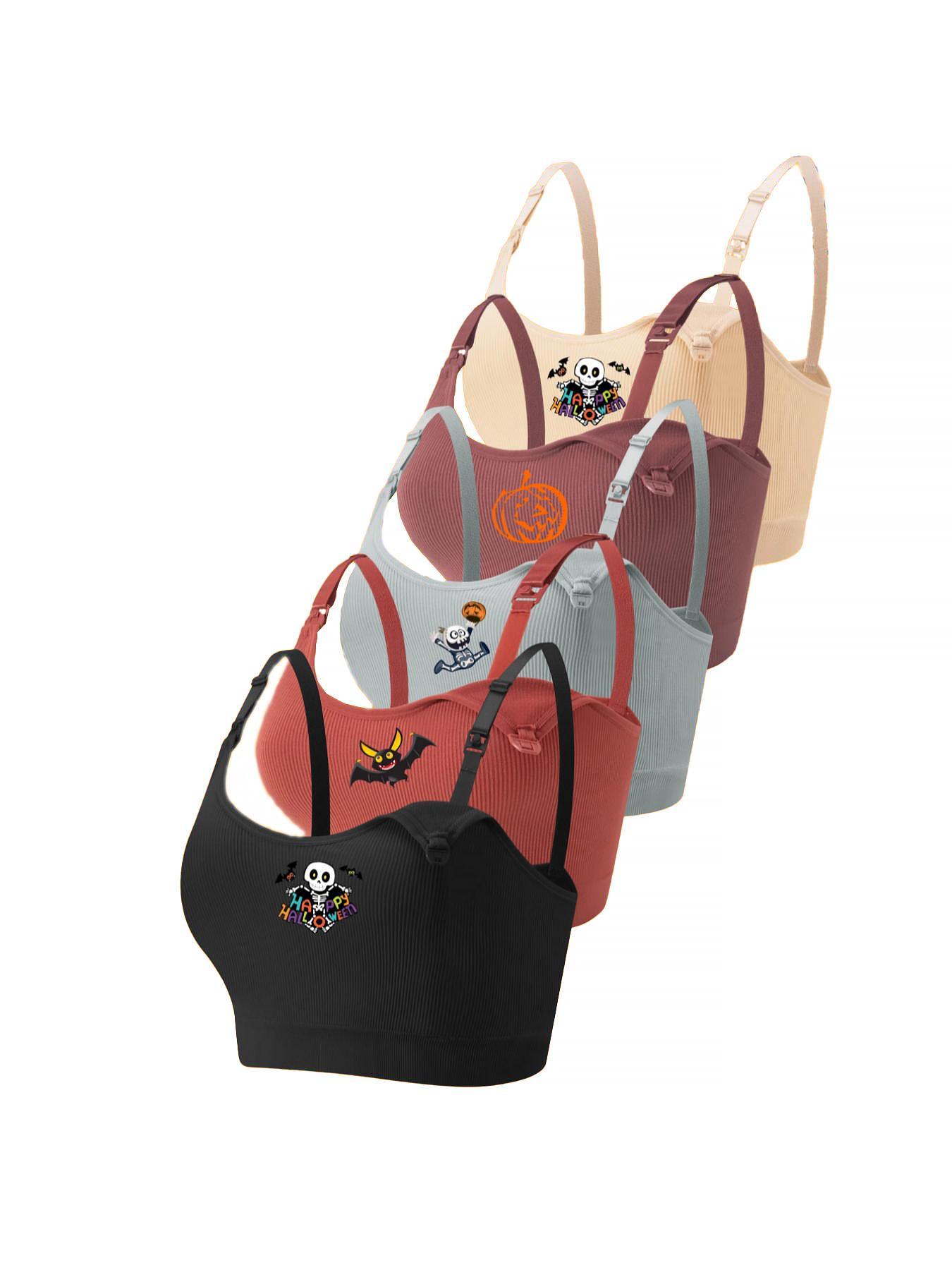 Solid Ribbed Adjustable Strap Wireless Bra, Comfort Maternity Lingerie Bra for Women, Maternity Lingeries for All Seasons